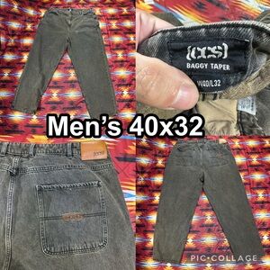 Vintage CCS Jeans Mens 40x32 Brown Baggy Taper Hip Hop Skater Denim Pants Y2K